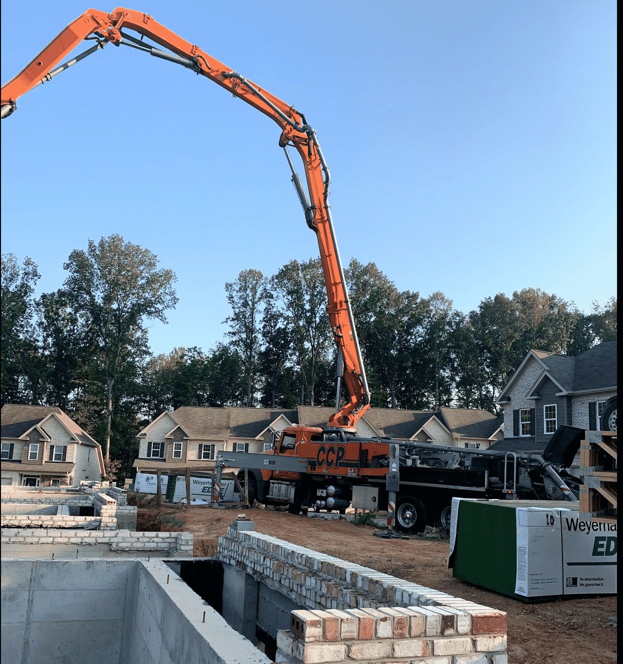 Residential concrete Installation with crane