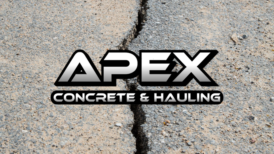 apex concrete logo on large concrete crack